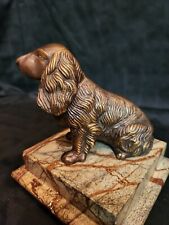 Vtg Bronze Spaniel Dog Sculpture  Sitting On Marble Base 5