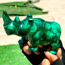 304G Natural glossy Malachite Crystal  Handcarved rhino mineral sample picture