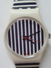 Swatch Watch 1988 Antibes LW120 Blue and White Stripes- Working/Great Condition picture