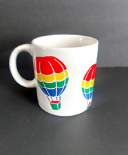 Vintage 80s 90s FTD Rainbow Retro Hot Air Balloon Coffee Mug Cup picture