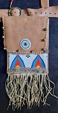 Vintage Native American Leather Beaded Medicine Bag Tobacco Pouch  picture