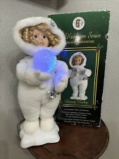 Vintage Heirloom Series Animated Snow Baby Girl Lights Up Christmas Motionette picture