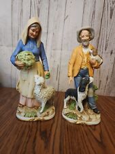 Homco Man & Woman Vegetable Harvest  Sheep Dog  Porcelain # 8811 Retired Couple  picture