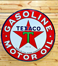RARE TEXACO GASOLINE DOUBLE SIDED PORCELAIN ENAMEL  60 X 60 INCHES ROUND picture