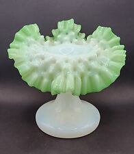 Victorian Jack in Pulpit Vase Dimpled Hand Blown Art Glass Antique Green White picture
