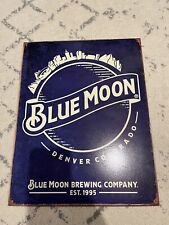 Blue Moon Brewing Co. Logo Tin Metal Sign Man Cave Garage Bar Decor 12.5” X 16” picture