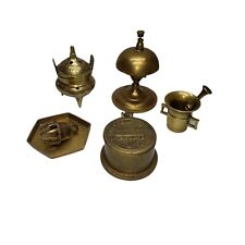 Nice Vintage Brass  Lot Collectibles, Bells, Mortar & Pestle, New York Meter, picture