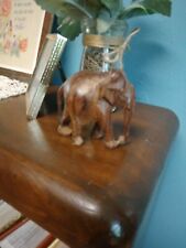 Vintage Hand Carved Folk Art Wooden Elephant Without Tusks Figurine picture
