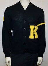 Imperial vintage varsity letterman black wool cardigan sweater 38  picture