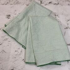 Matching Handkerchiefs Lot Of 2 Mint Green White Stripes 17” Square Thin picture