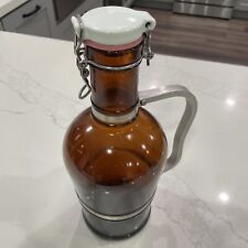 Muster Geschutzt German Fluted Amber  Glass Beer Growler  Swing Top Lid  2 Liter picture