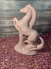 Vintage Pink Horse Rearing Horse Glazed Pottery Statue Figurine Huggin USA picture