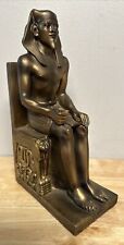Egyptian Pharaoh On Throne Resin Statue with Mythical Horus Protecting Him 9