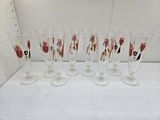 Rare Harry Meth Signed Fishing Lure Pilsner glasses Retro set 8 MCM  picture
