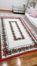Vintage Red & Green Christmas Tablecloth Rectangle 98x58