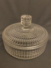 Vintage Avon Lidded Clear Glass Powder Container Waffle Pattern Unmarked picture