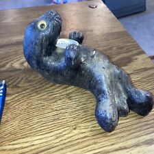 Vintage  Sea Otter Handcrafted  Wax Candle Holding Abalone Shell picture