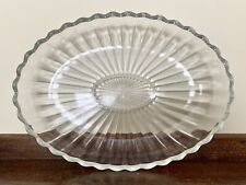VTG Heisey Scalloped Glass Tray / Dish with Sterling Overlay, 12