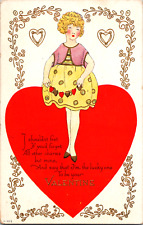 Vintage C. 1920 Ballet Ballroom Dancer Heart Shape Dancefloor Valentine Postcard picture