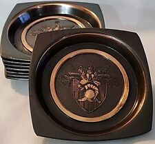 Vtg Westpoint Coat Of Arms Bronze & Copper Coasters By Hyde Park Set of 8 EUC picture