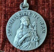 St. Philomene Sterling Vintage & New Holy Medal France Patron of Infants Karo picture