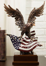 Ebros Wings of Glory Majestic Bald Eagle Clutching On USA American Flag Statue picture
