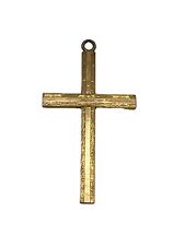 Vintage Cross Etched Gold Tone Christian Religious Spirituality picture
