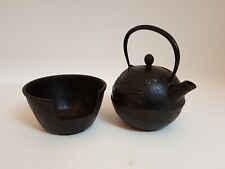 Vintage cast iron Japanese tea pot with base marked TA picture