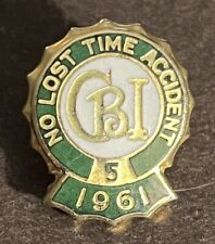 1961 Vtg Chicago Bridge + Iron Co. No Accident Award Lapel Pin Employee Rare 5 picture
