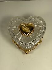 Vintage Franklin Mint Cinderella Lead Crystal 24 KT Gold Plated Heart Box 4.5” picture