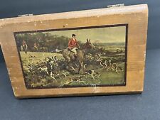 Vintage wooden decoupage hunt scene box picture