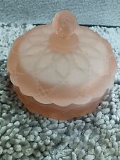 Vintage Hollywood Glam Fenton Satin Glass Pink Large Dusting Powder Container. picture