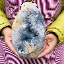 5.72LB Natural Beautiful Blue Celestite Crystal Geode Cave Mineral Specimen 217 picture