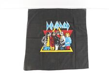 Vtg 80s Def Leppard Spell Out Rock N Roll Band Tour Bandana Handkerchief Black picture