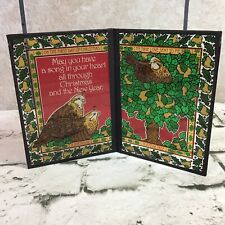 Vintage 1979 Folding Stained Glass Suncatcher The 12 Days Of Christmas Partridge picture