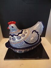 Polish Pottery Boleslawie  Large  2-Piece Bakers Chicken Dish Vintage Beautiful  picture