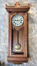 1892 Large Antique 30 Day Usa New Haven Double Spring time,Clock,Golden Oak Case picture