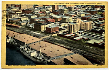 Aerial View Business Center of Galveston Texas Ships Chamber Commerce Postcard picture