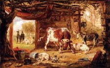 Art Oil painting James-Ward-The-Intruder cows cattle donkey handmade art picture