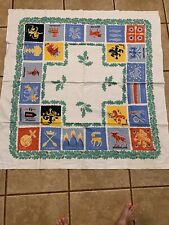 Vintage Tablecloth Topper Sweden Swedish Coat Of Arms Crest Flowers * picture