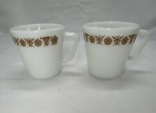 2 Vintage Pyrex Butterfly Gold Coffee Mug Tea Cup picture