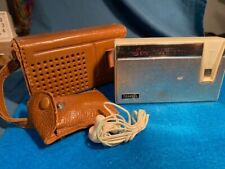 Vintage Trancel Six Transistor Radio T-11 Japan w/ unused Earpiece, Case, White picture