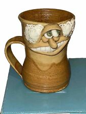 Vintage Face Pottery Coffee Mug Handmade Brown picture