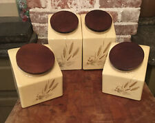 Hyalyn Pottery Porcelain 8 pc canister wheat Decal Design Set Mid century modern picture