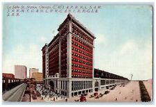 c1910's La Salle Street Station Building Classic Cars Chicago Illinois Postcard picture