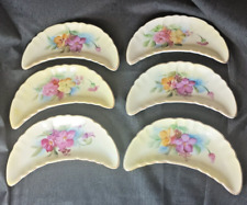 6 VTG, Lefton, China Wild Rose, Hand Painted, Trinket Crescent Dishes   C2362 picture