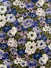 Retro Vintage mid Century Floral 50s Fabric By Yard Upholstery Purple Roses picture