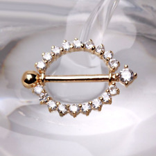 14Kt Yellow Gold Nipple Ring with Round CZ picture