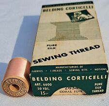 Vintage 10 Belding Corticelli Pure Silk Thread Sz A 50 Yds/ Org Box/ Wood Spools picture