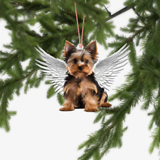 Yorkshire Terrier dog with Angel Wings Christmas,love dog car Ornament Gift picture